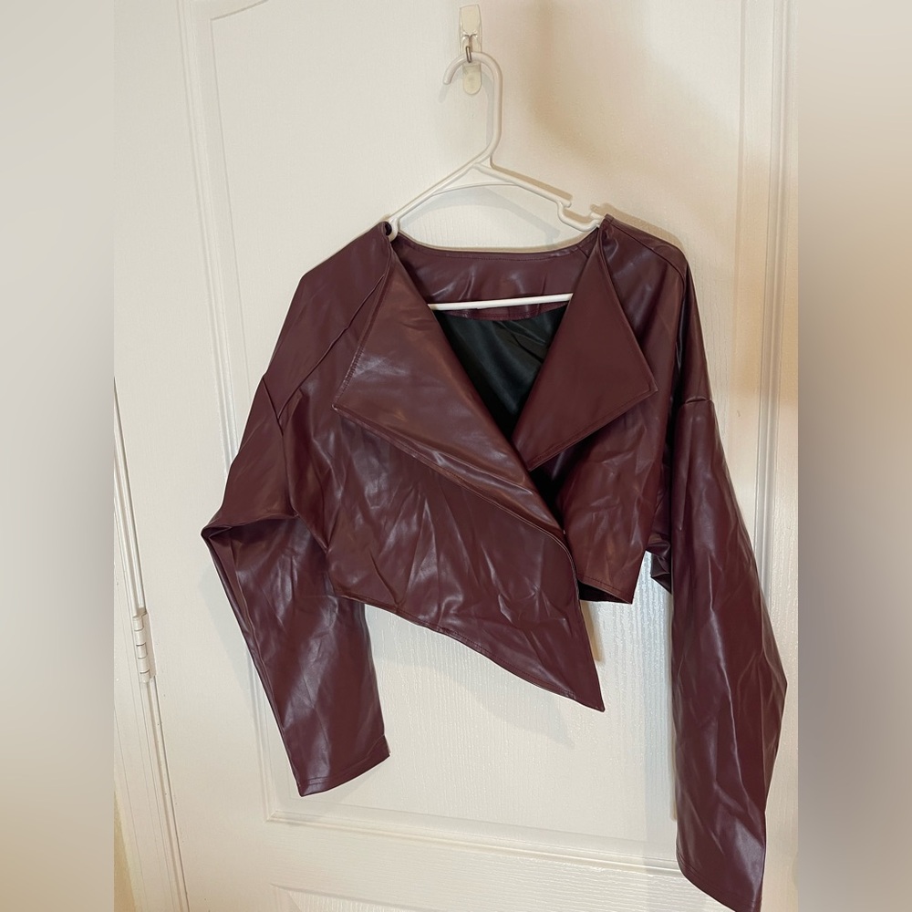 Crop PU Faux Leather Jacket - Picture 3 of 4